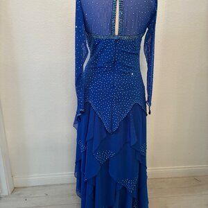 Custom-made, beautiful beaded royal blue evening dress